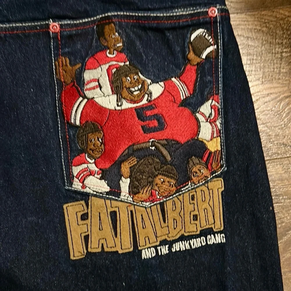 Vintage Y2K FUBU Platinum Fat Albert The Junk Yard Gang Jean Short Men's Size 40